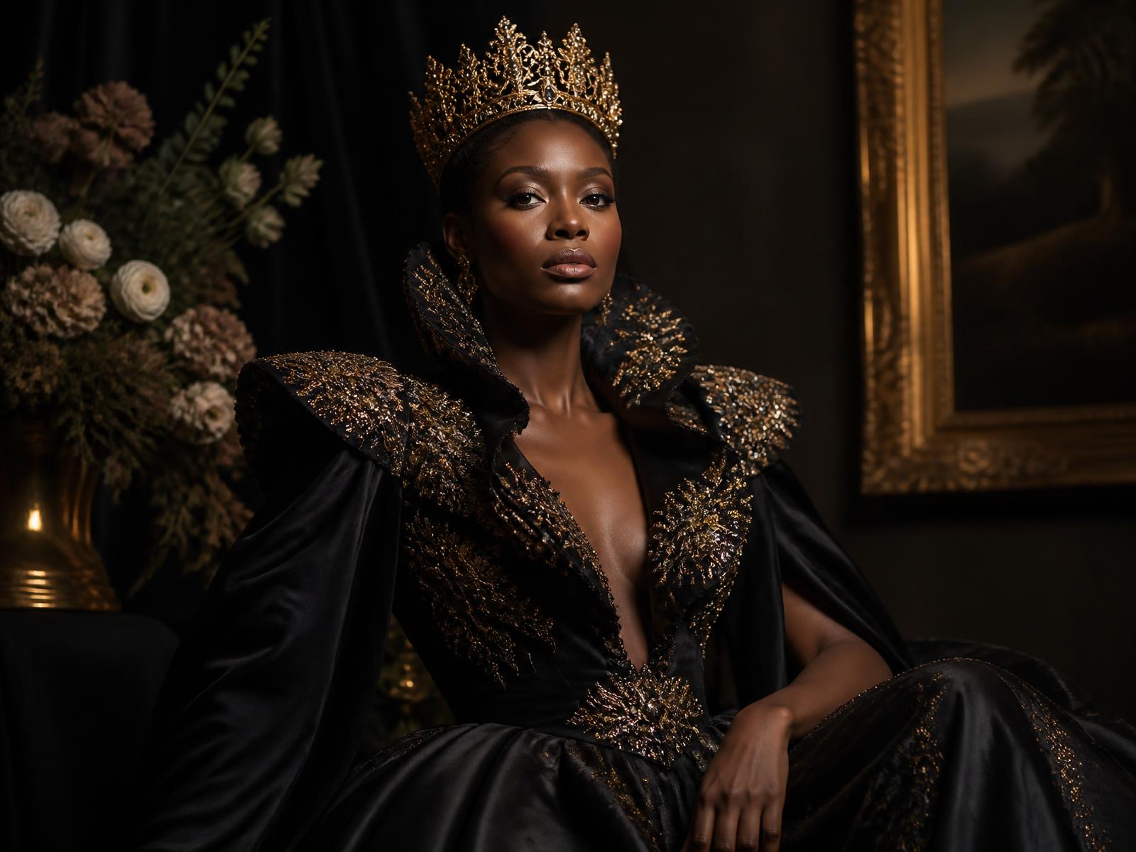 Miss Luminary International queen in couture gown and gold crown